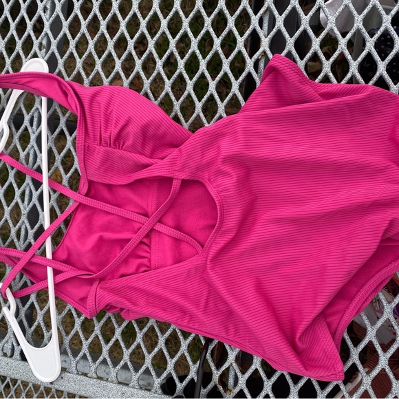 Pink Striped Women's One Piece - Picture 2 of 3